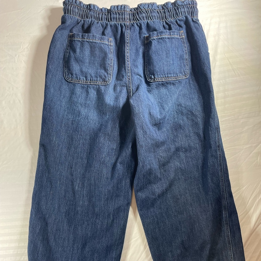 Maurices Dark Blue Relaxed Women's Denim Joggers with White Drawstring - Picture 8 of 8